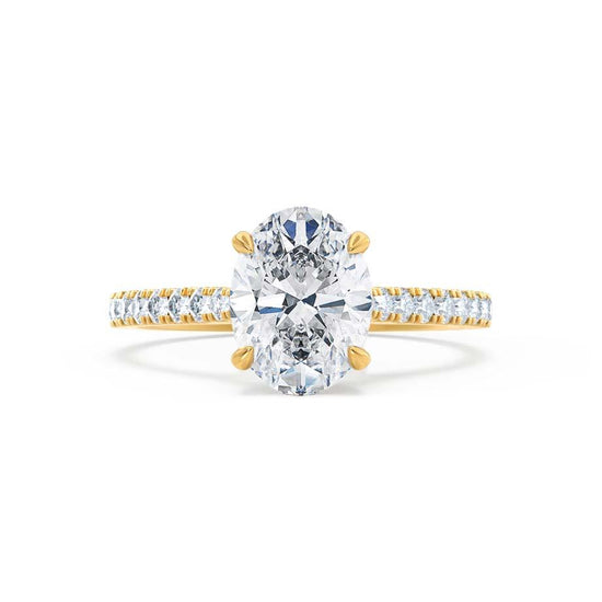 3.0 CT Oval Shaped Moissanite Solitaire Style Pave Engagement Ring 6