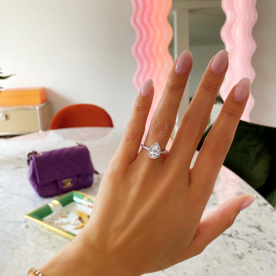 2 CT Pear Halo CVD F/VS1 Diamond Engagement Ring 8