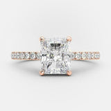 1.67 CT Radiant Hidden Halo & Pave Moissanite Engagement Ring 6