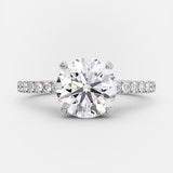 1.60 CT Round Three Side Pave Setting Moissanite Engagement Ring 5