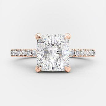 3.25 CT Cushion Solitaire & Pave Moissanite Engagement Ring 7