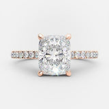 2.33 CT Cushion Hidden Halo & Pave Moissanite Engagement Ring 6