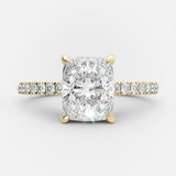 2.33 CT Cushion Hidden Halo & Pave Moissanite Engagement Ring 5