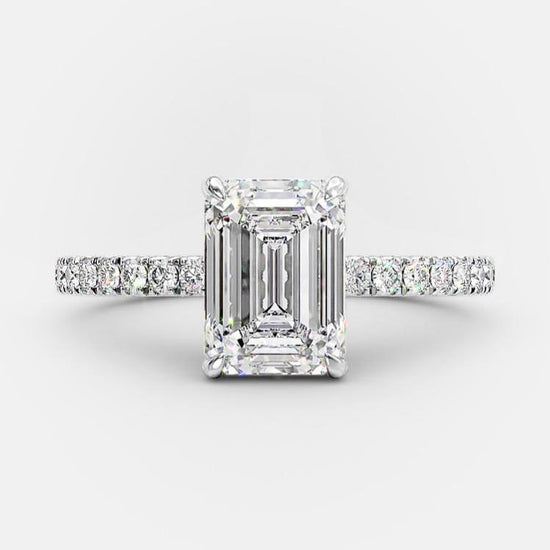 1.60 CT Emerald Pave Setting Moissanite Engagement Ring 4