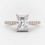 2.1 CT Radiant Hidden Halo & Pave Moissanite Engagement Ring 7