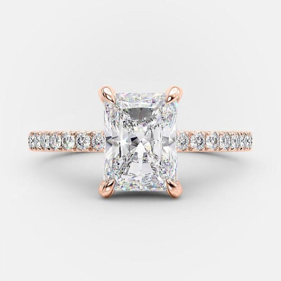 2.43 CT Radiant Solitaire & Pave Moissanite Engagement Ring 7