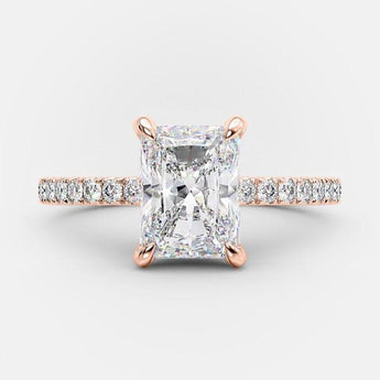 2.43 CT Radiant Solitaire & Pave Moissanite Engagement Ring 7