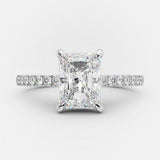 2.43 CT Radiant Solitaire & Pave Moissanite Engagement Ring 5