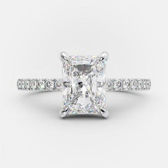 2.43 CT Radiant Solitaire & Pave Moissanite Engagement Ring 5