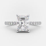 2.1 CT Radiant Hidden Halo & Pave Moissanite Engagement Ring 5