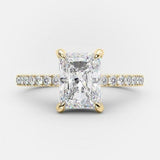 2.43 CT Radiant Solitaire & Pave Moissanite Engagement Ring 6