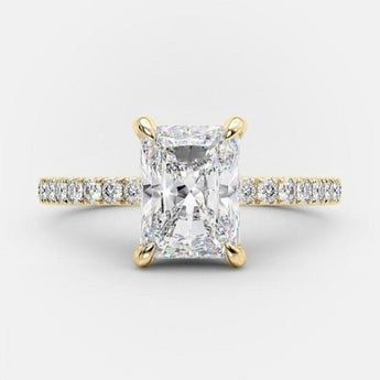 2.43 CT Radiant Solitaire & Pave Moissanite Engagement Ring 6