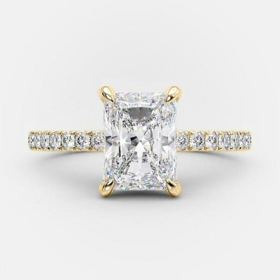3.51 CT Radiant Cut Solitaire & Hidden Halo Setting Moissanite Engagement Ring 6