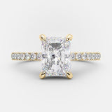 2.1 CT Radiant Hidden Halo & Pave Moissanite Engagement Ring 6