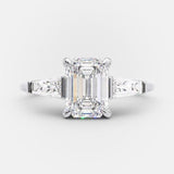 2.23 CT Emerald Cut Three Stone Moissanite Engagement Ring 5