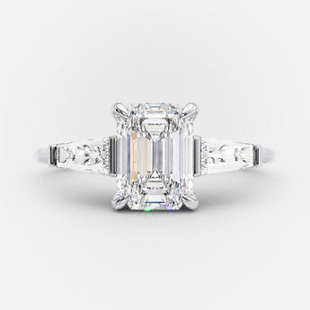 2.23 CT Emerald Cut Three Stone Moissanite Engagement Ring 5