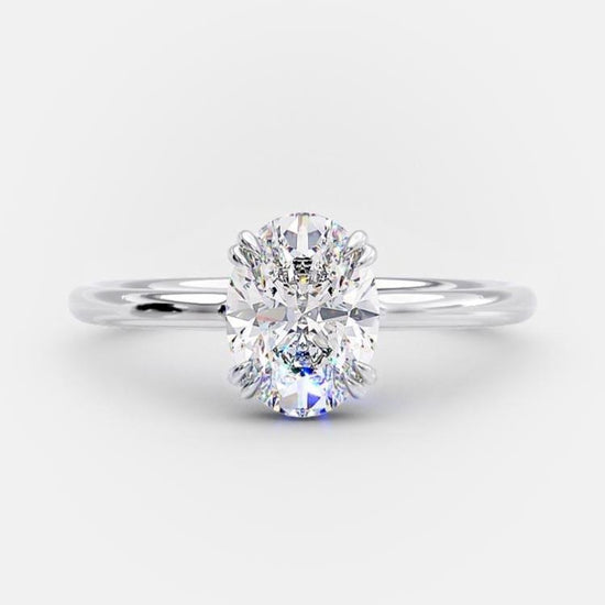 1.33 CT Oval Solitaire Hidden Halo Style Moissanite Engagement Ring 5