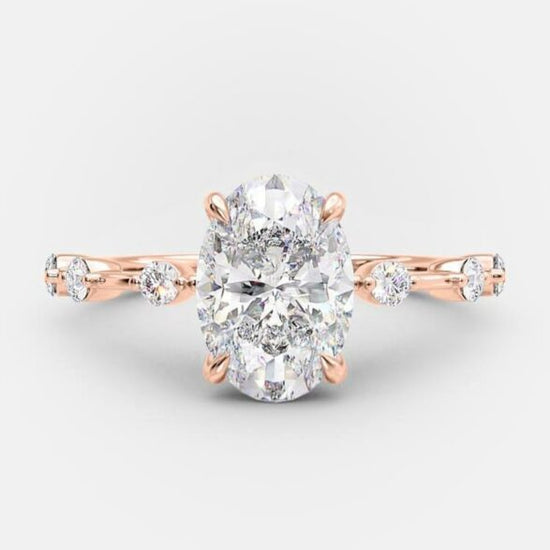 2.1 CT Oval Dainty Pave Moissanite Engagement Ring 7