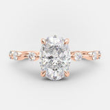 2.1 CT Oval Dainty Pave Moissanite Engagement Ring 7