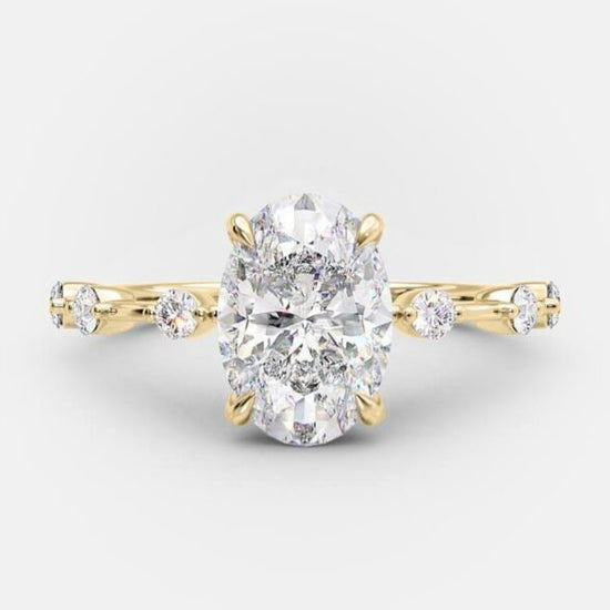 2.1 CT Oval Dainty Pave Moissanite Engagement Ring 5