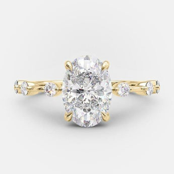 2.1 CT Oval Dainty Pave Moissanite Engagement Ring 5