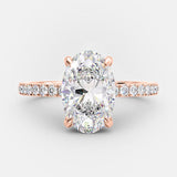 4.0 CT Oval Cut Solitaire & Pave Moissanite Engagement Ring 5