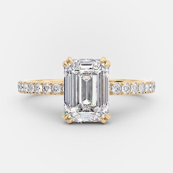 1.55 CT Emerald Solitaire & Pave Setting Moissanite Engagement Ring 5