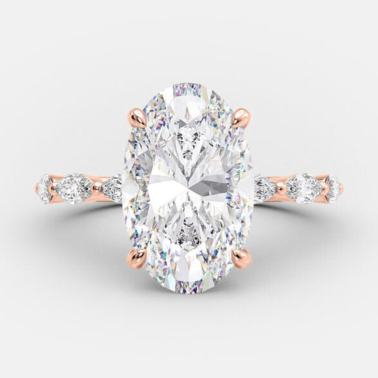 4.0 CT Oval Cut Dainty Style Pave Moissanite Engagement Ring 7