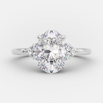 2.72 CT Oval Cut Cluster Setting Moissanite Engagement Ring 4