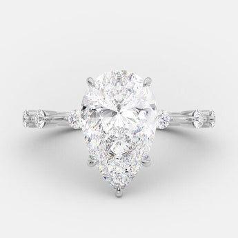 2.50 CT Pear Cut Dainty Pave Setting Moissanite Engagement Ring 5