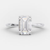 3.17  CT Emerald Cut Solitaire Style Moissanite Engagement Ring 4