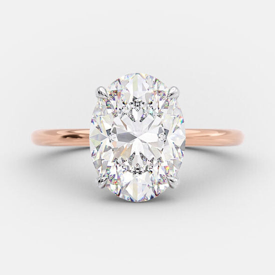 2.72 CT Oval Solitaire & Hidden Halo Moissanite Engagement Ring 7