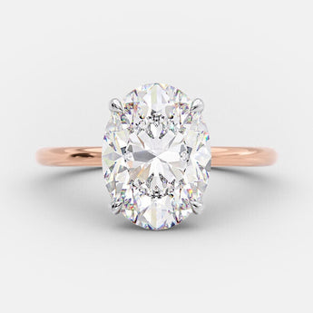 2.72 CT Oval Solitaire & Hidden Halo Moissanite Engagement Ring 7