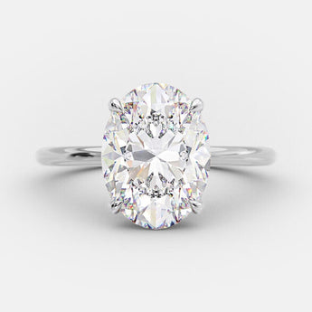 2.72 CT Oval Solitaire & Hidden Halo Moissanite Engagement Ring 5