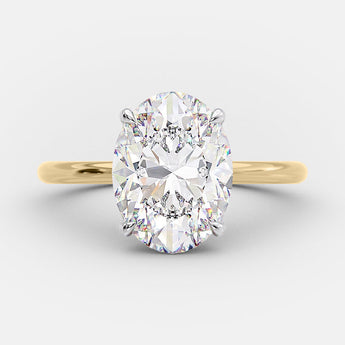 2.72 CT Oval Solitaire & Hidden Halo Moissanite Engagement Ring 6