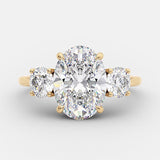 2.1 CT Oval Three Stone Moissanite Engagement Ring 5