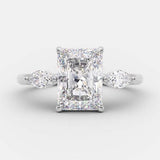 2.54 CT Radiant Three Stone Moissanite Engagement Ring 4