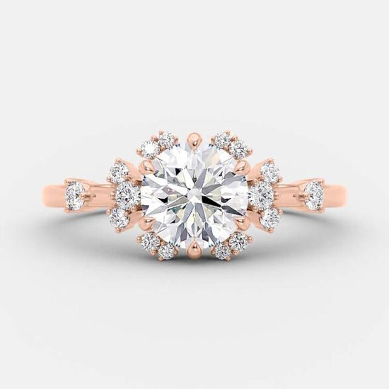 1.0 CT Round Cut Cluster Art Deco Style Moissanite Engagement Ring 7