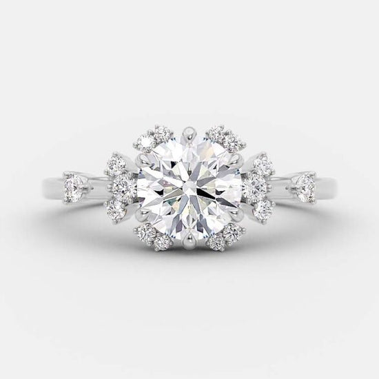 1.0 CT Round Cut Cluster Art Deco Style Moissanite Engagement Ring 5