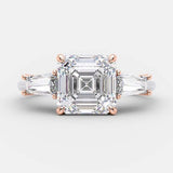 2.03 CT Asscher Cut Three Stone Moissanite Engagement Ring 7