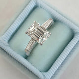 2.23 CT Emerald Cut Three Stone Moissanite Engagement Ring 3