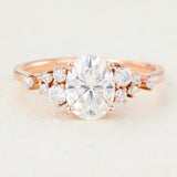 1.33 CT Oval Shaped Moissanite Cluster Engagement Ring 1