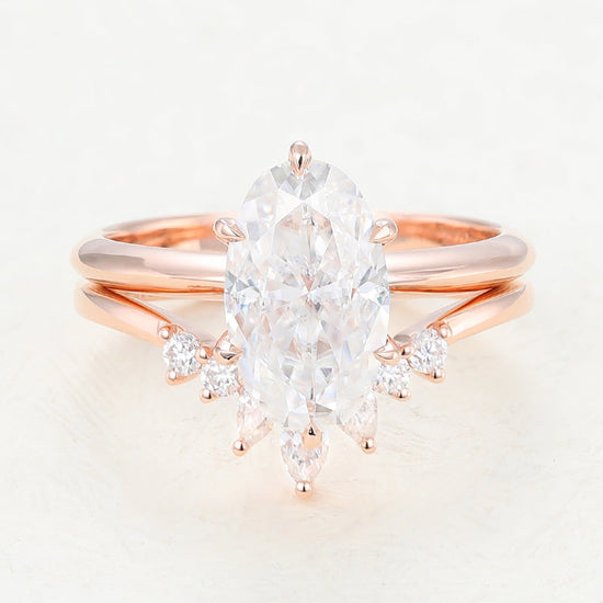 2.50 CT Oval Moissanite Solitaire Bridal Ring Set 1