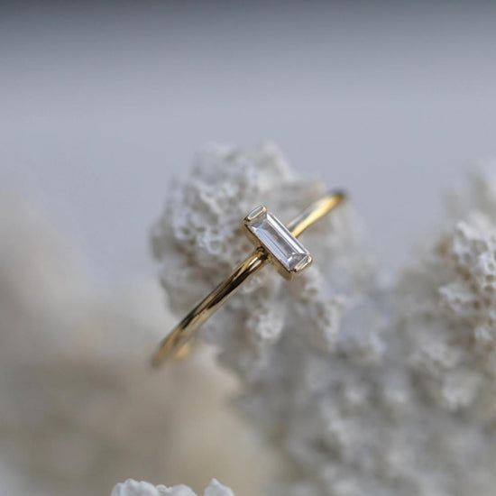 0.11 CT Baguette Solitaire CVD E/VS1 Diamond Engagement Ring 3