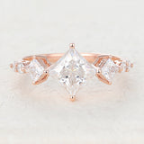 1.35 CT Princess Shaped Moissanite Three Stone Engagement Ring 1