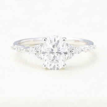 1.33 CT Oval Shaped Moissanite Pave Setting Engagement Ring 1