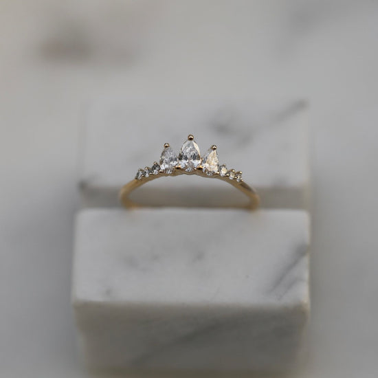 0.43 CT Pear & Round Multi Stones CVD EF/VS Diamond Wedding Band 4