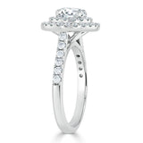 0.75 CT Round Cut Double Halo Moissanite Engagement Ring With Pave Setting 3