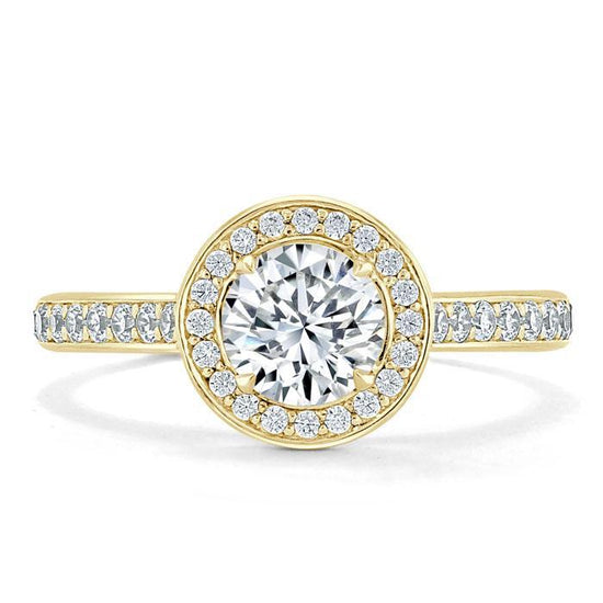 0.75 CT Round Cut Halo Pave Moissanite Engagement Ring 5