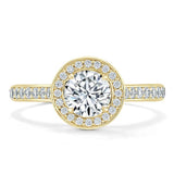 0.75 CT Round Cut Halo Pave Moissanite Engagement Ring 5